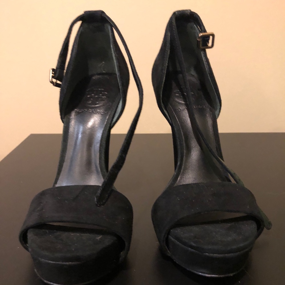 TORY BURCH STRAPPY BLACK SUEDE SANDALS
